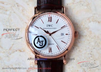 AJ Factory IWC Portofino 40mm Rose Gold Case White Dial 2824 Automatic Watch